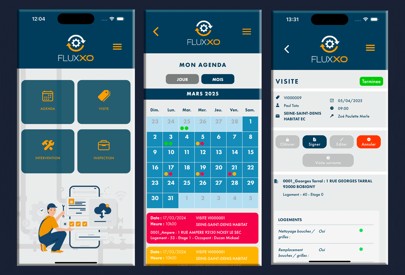 Aperçu de l'application Fluxxo